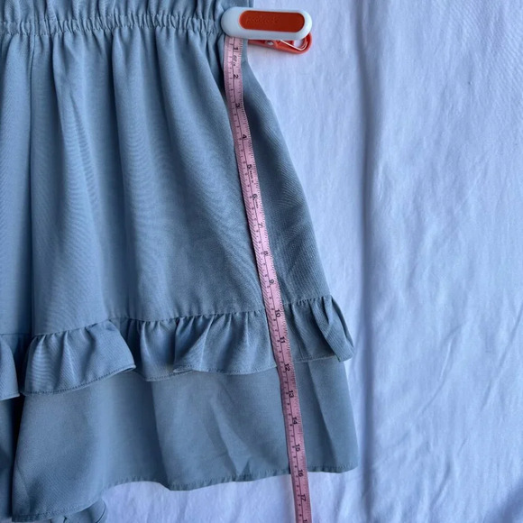 Dusty Blue Sleeveless Ruffle Hem Romper - Fits like 12/14 - Picture 7 of 8